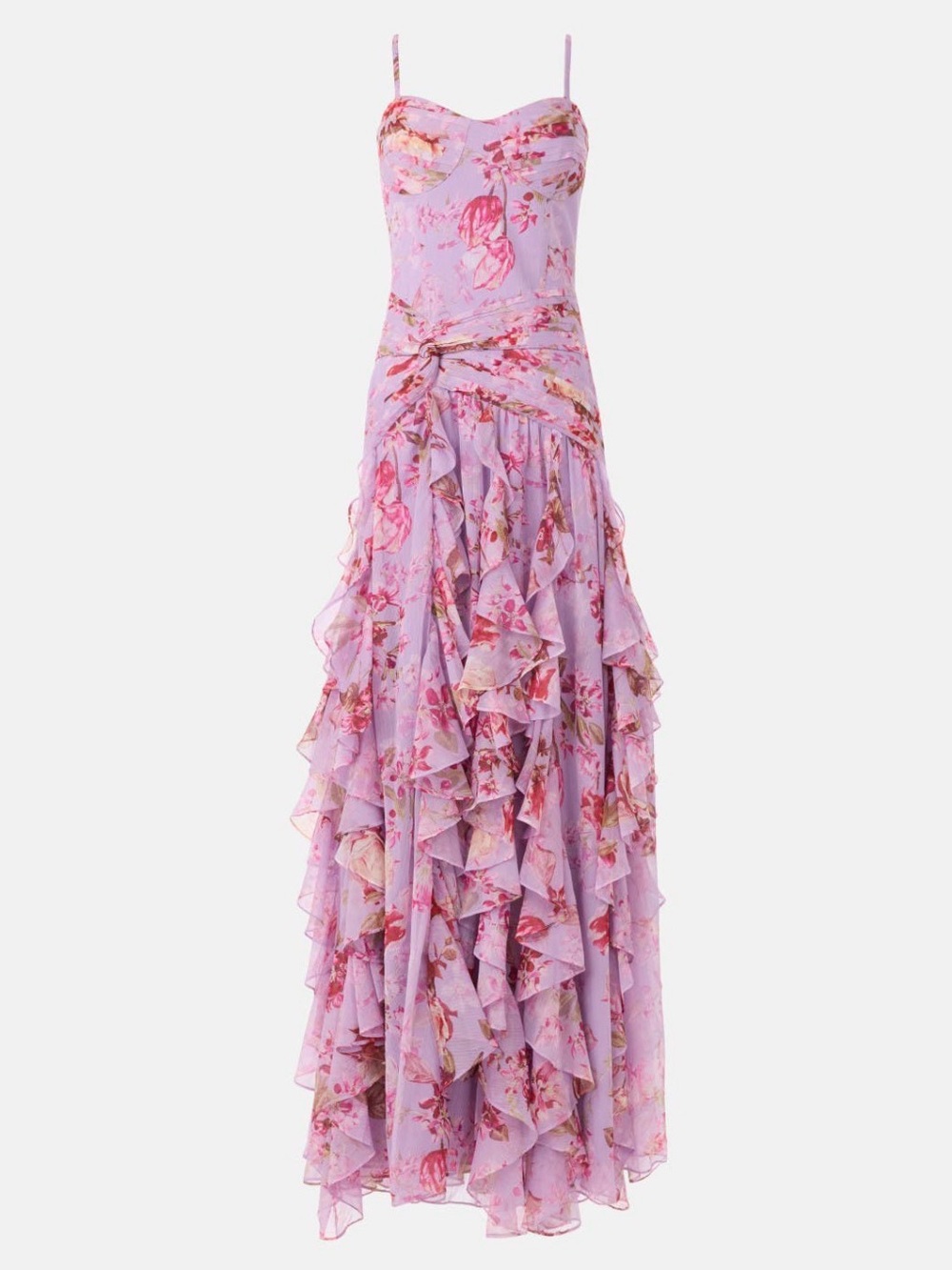 PatBO Lavender Floral Ruffle Maxi Dress - size 12 - NWOT - Picture 5 of 7